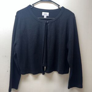 Croft & Barrow Black Open Front Cardigan Sweater Shrug Lightweight Knit Sz Large